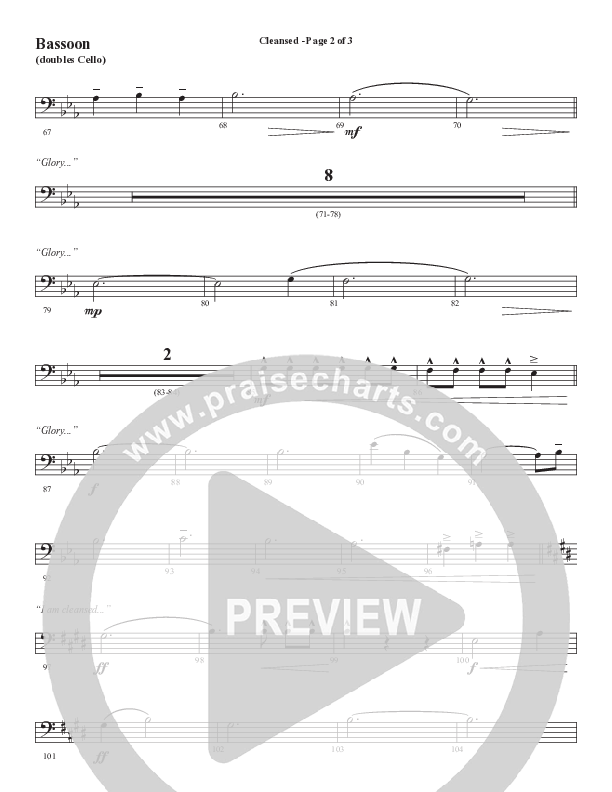 Cleansed (Choral Anthem SATB) Bassoon (Word Music Choral / Arr. Cliff Duren)