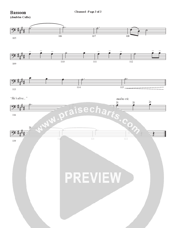 Cleansed (Choral Anthem SATB) Bassoon (Word Music Choral / Arr. Cliff Duren)