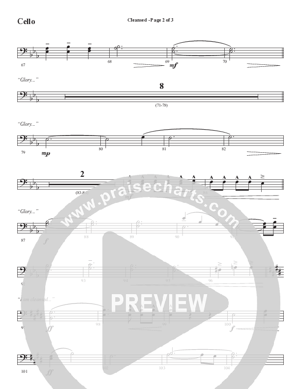 Cleansed (Choral Anthem SATB) Cello (Word Music Choral / Arr. Cliff Duren)