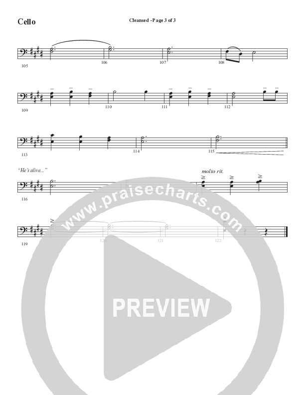 Cleansed (Choral Anthem SATB) Cello (Word Music Choral / Arr. Cliff Duren)