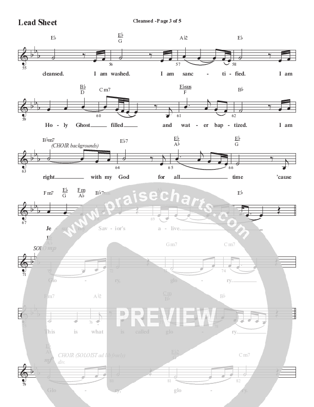 Cleansed (Choral Anthem SATB) Lead Sheet (Melody) (Word Music Choral / Arr. Cliff Duren)