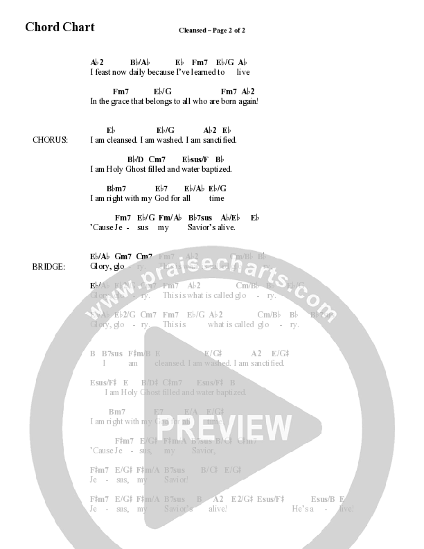 Cleansed (Choral Anthem SATB) Chord Chart (Word Music Choral / Arr. Cliff Duren)