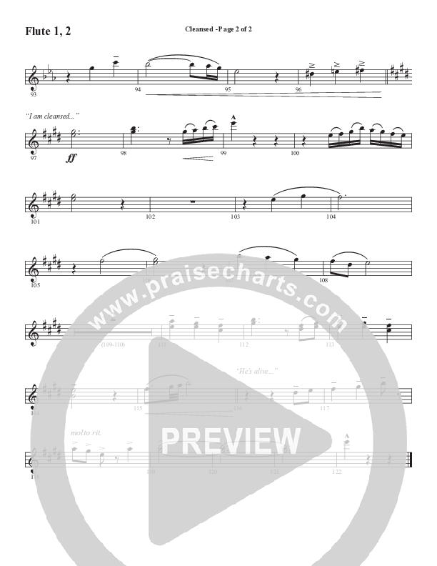 Cleansed (Choral Anthem SATB) Flute 1/2 (Word Music Choral / Arr. Cliff Duren)