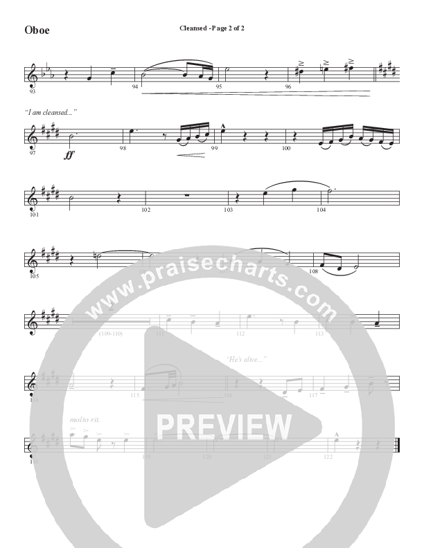 Cleansed (Choral Anthem SATB) Oboe (Word Music Choral / Arr. Cliff Duren)