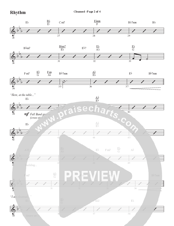 Cleansed (Choral Anthem SATB) Rhythm Chart (Word Music Choral / Arr. Cliff Duren)