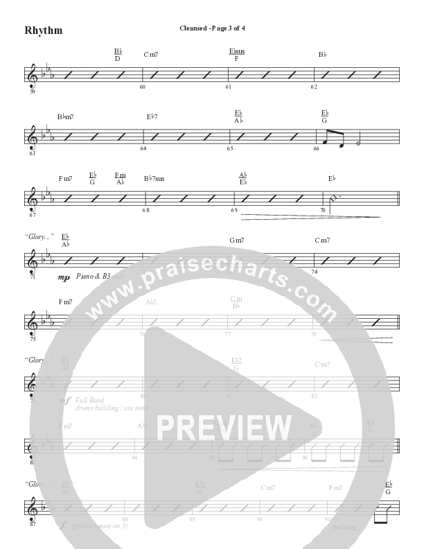 Cleansed (Choral Anthem SATB) Rhythm Chart (Word Music Choral / Arr. Cliff Duren)