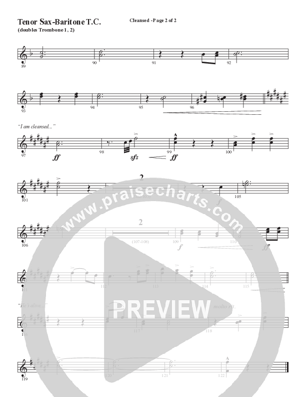 Cleansed (Choral Anthem SATB) Tenor Sax/Baritone T.C. (Word Music Choral / Arr. Cliff Duren)