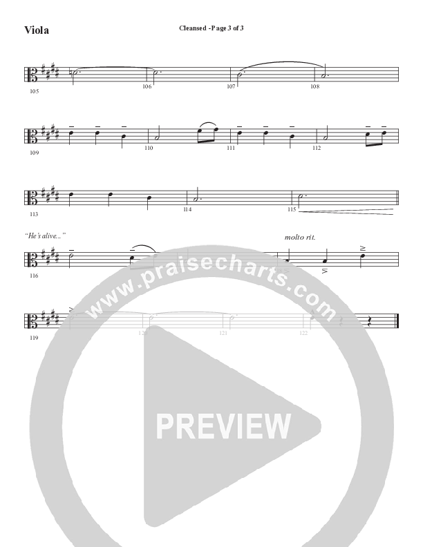 Cleansed (Choral Anthem SATB) Viola (Word Music Choral / Arr. Cliff Duren)