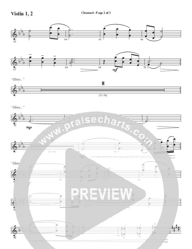Cleansed (Choral Anthem SATB) Violin 1/2 (Word Music Choral / Arr. Cliff Duren)