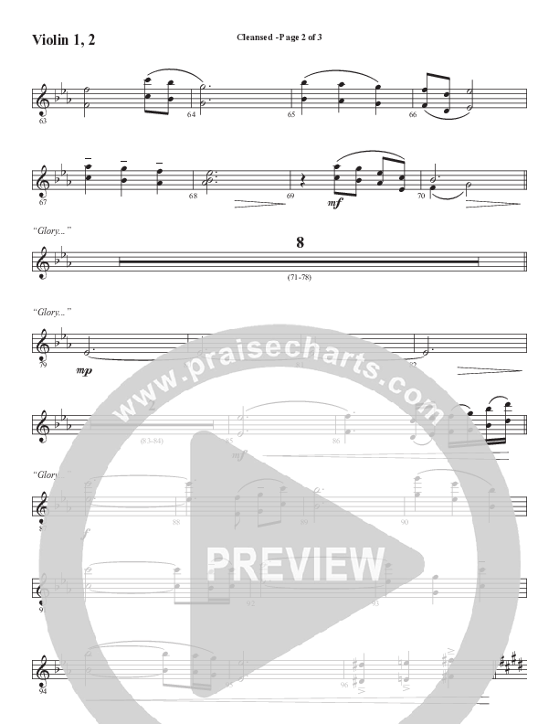 Cleansed (Choral Anthem SATB) Violin 1/2 (Word Music Choral / Arr. Cliff Duren)