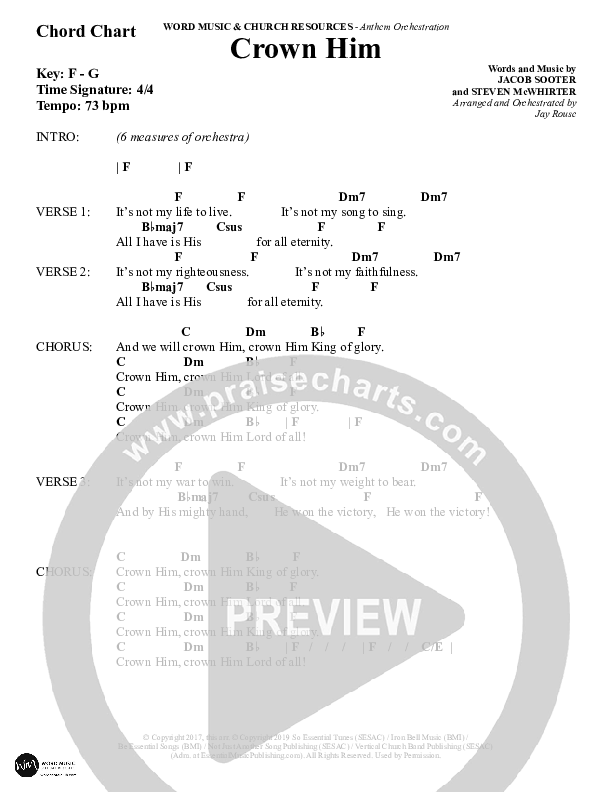Crown Him (Choral Anthem SATB) Chord Chart (Word Music Choral / Arr. Jay Rouse)
