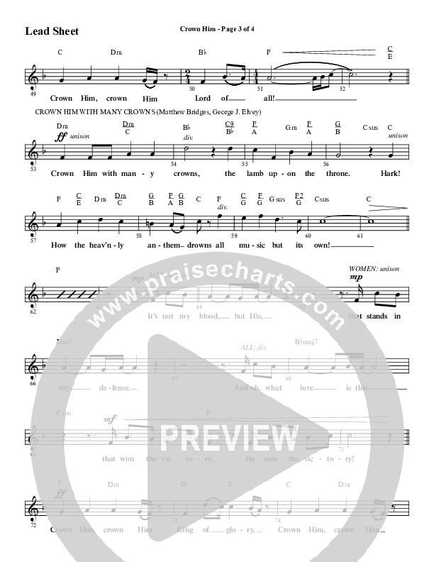 Crown Him (Choral Anthem SATB) Lead Sheet (SAT) (Word Music Choral / Arr. Jay Rouse)