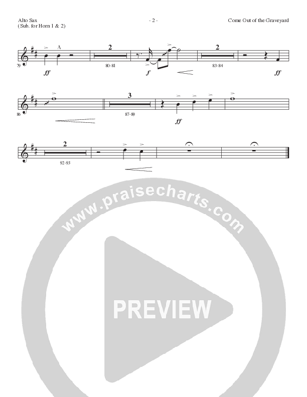 Come Out Of The Graveyard (Choral Anthem SATB) Alto Sax (Lillenas Choral / Arr. Cliff Duren)