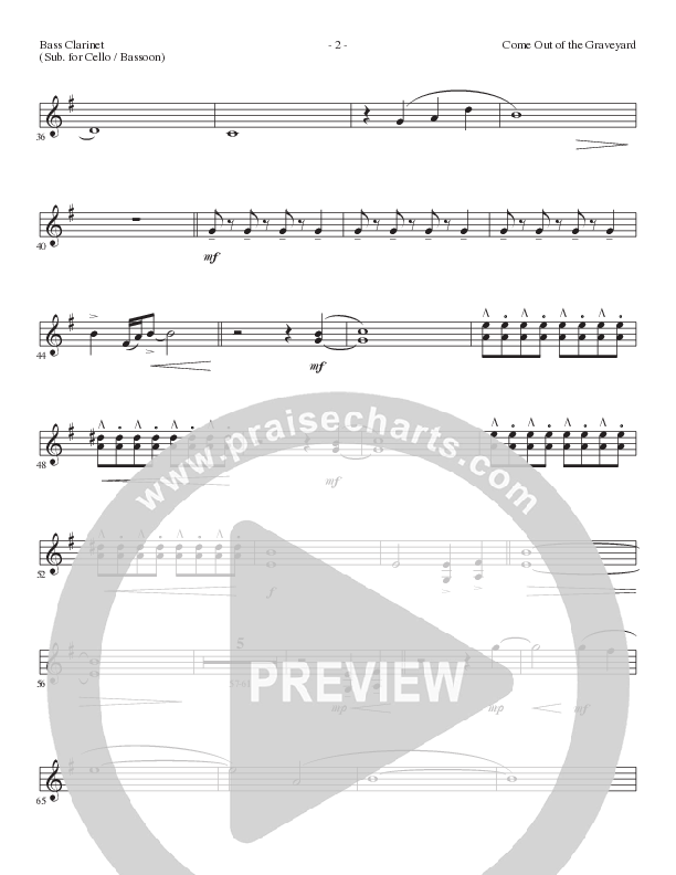 Come Out Of The Graveyard (Choral Anthem SATB) Bass Clarinet (Lillenas Choral / Arr. Cliff Duren)