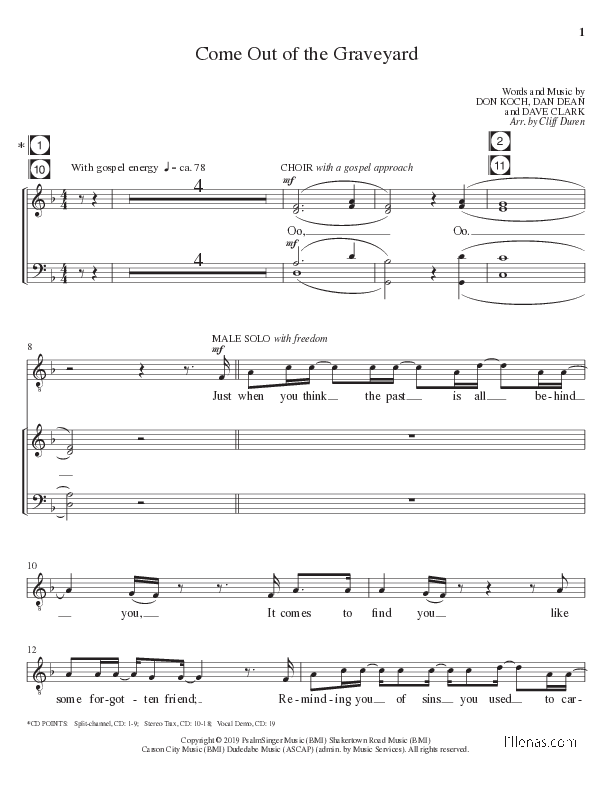 Come Out Of The Graveyard (Choral Anthem SATB) Choir Vocals (SATB) (Lillenas Choral / Arr. Cliff Duren)