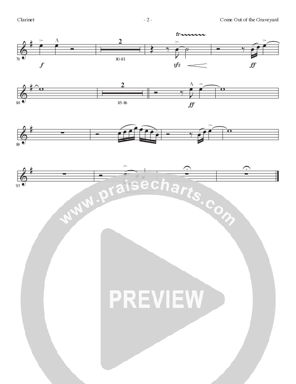 Come Out Of The Graveyard (Choral Anthem SATB) Clarinet (Lillenas Choral / Arr. Cliff Duren)