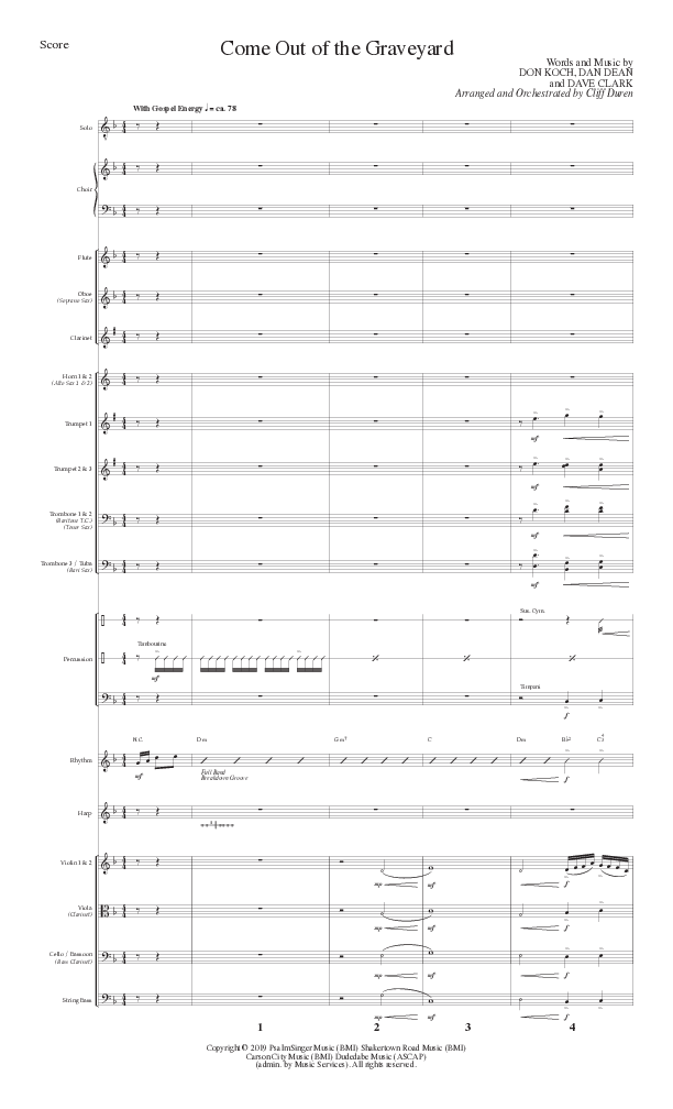 Come Out Of The Graveyard (Choral Anthem SATB) Orchestration (Lillenas Choral / Arr. Cliff Duren)