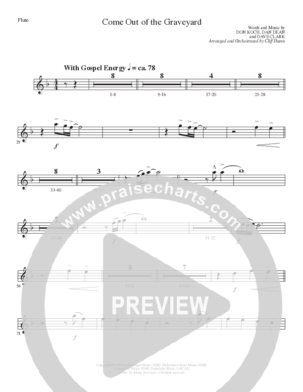 Come Out Of The Graveyard (Choral Anthem SATB) Flute (Lillenas Choral / Arr. Cliff Duren)
