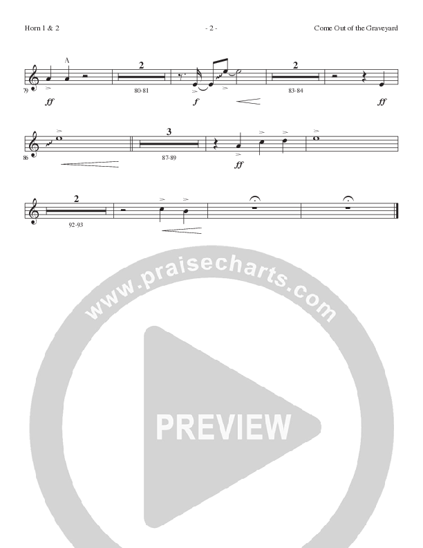 Come Out Of The Graveyard (Choral Anthem SATB) French Horn 1/2 (Lillenas Choral / Arr. Cliff Duren)