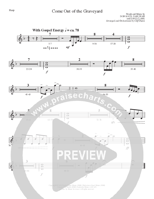 Come Out Of The Graveyard (Choral Anthem SATB) Harp (Lillenas Choral / Arr. Cliff Duren)