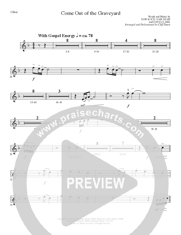 Come Out Of The Graveyard (Choral Anthem SATB) Oboe (Lillenas Choral / Arr. Cliff Duren)