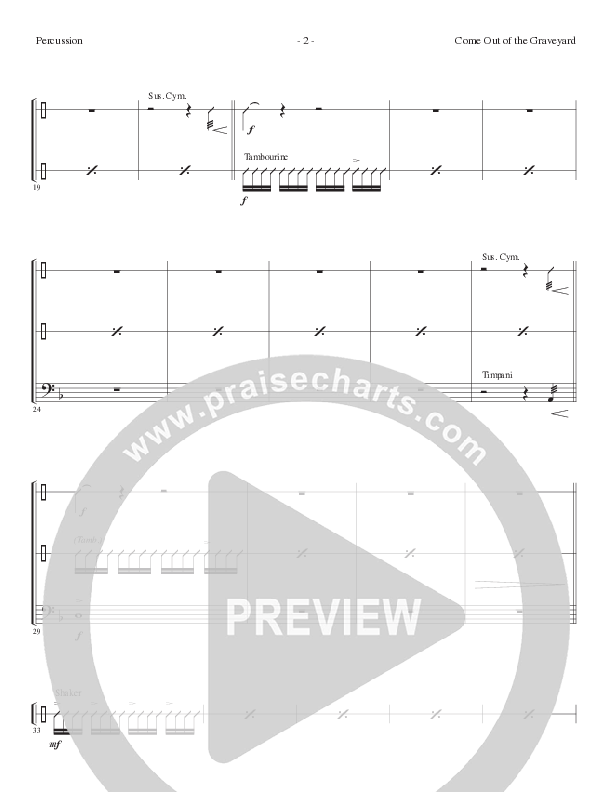 Come Out Of The Graveyard (Choral Anthem SATB) Percussion (Lillenas Choral / Arr. Cliff Duren)