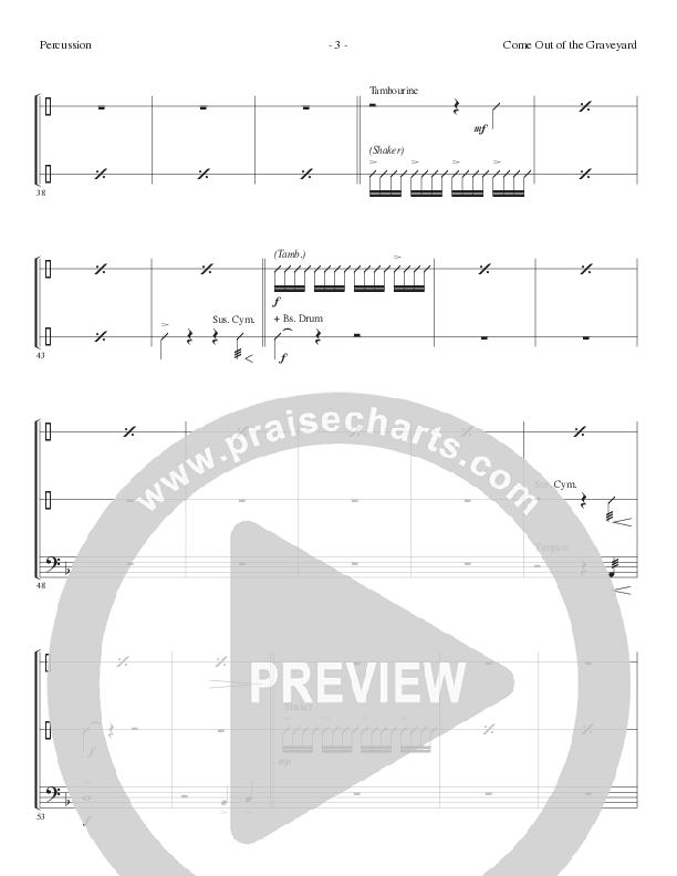 Come Out Of The Graveyard (Choral Anthem SATB) Percussion (Lillenas Choral / Arr. Cliff Duren)