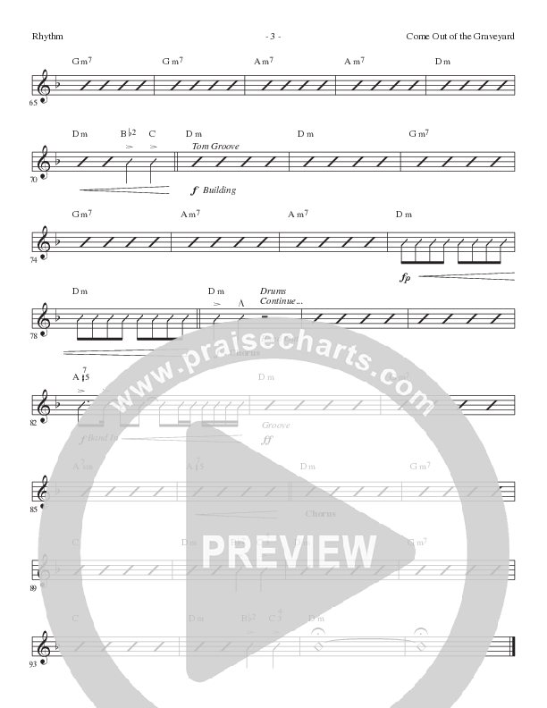 Come Out Of The Graveyard (Choral Anthem SATB) Rhythm Chart (Lillenas Choral / Arr. Cliff Duren)