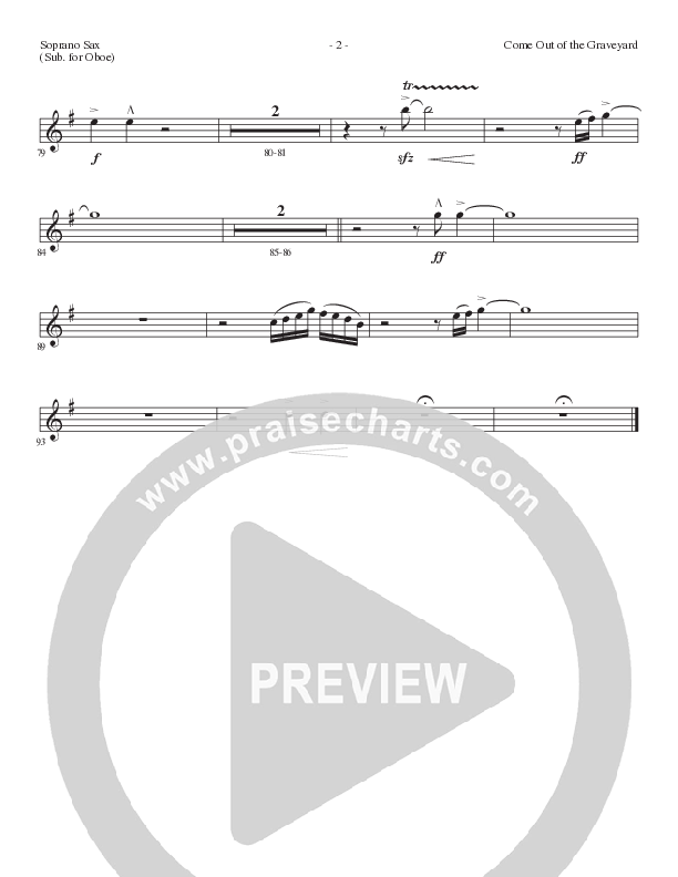 Come Out Of The Graveyard (Choral Anthem SATB) Soprano Sax (Lillenas Choral / Arr. Cliff Duren)