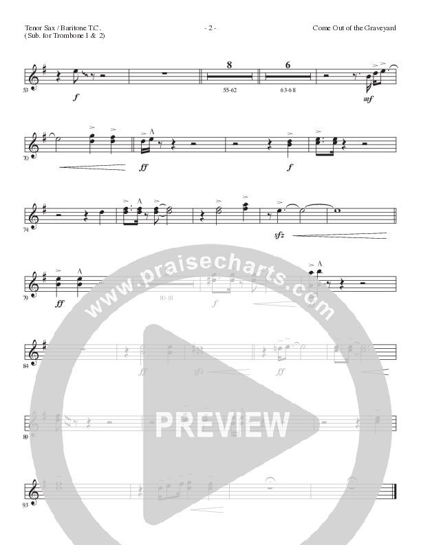 Come Out Of The Graveyard (Choral Anthem SATB) Tenor Sax/Baritone T.C. (Lillenas Choral / Arr. Cliff Duren)