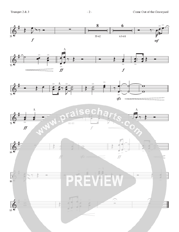 Come Out Of The Graveyard (Choral Anthem SATB) Trumpet 2/3 (Lillenas Choral / Arr. Cliff Duren)