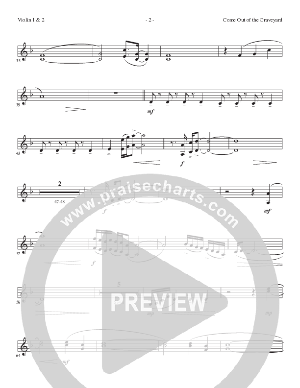 Come Out Of The Graveyard (Choral Anthem SATB) Violin 1/2 (Lillenas Choral / Arr. Cliff Duren)