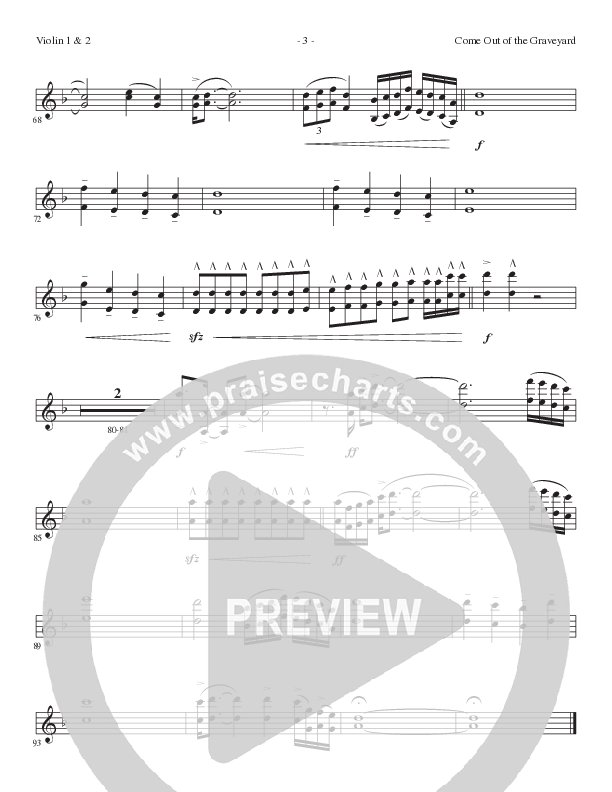 Come Out Of The Graveyard (Choral Anthem SATB) Violin 1/2 (Lillenas Choral / Arr. Cliff Duren)