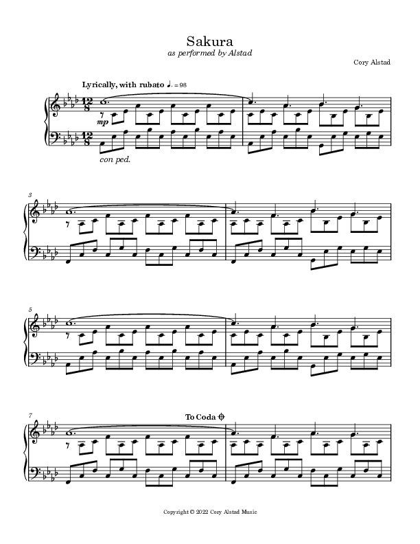 Sakura Piano Sheet (Alstad)