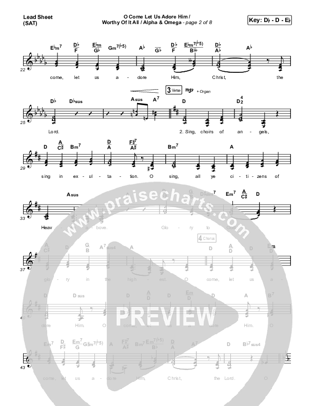 O Come Let Us Adore Him / Worthy Of It All / Alpha & Omega Lead Sheet (SAT) (Maverick City Music / Chandler Moore / Jekalyn Carr)