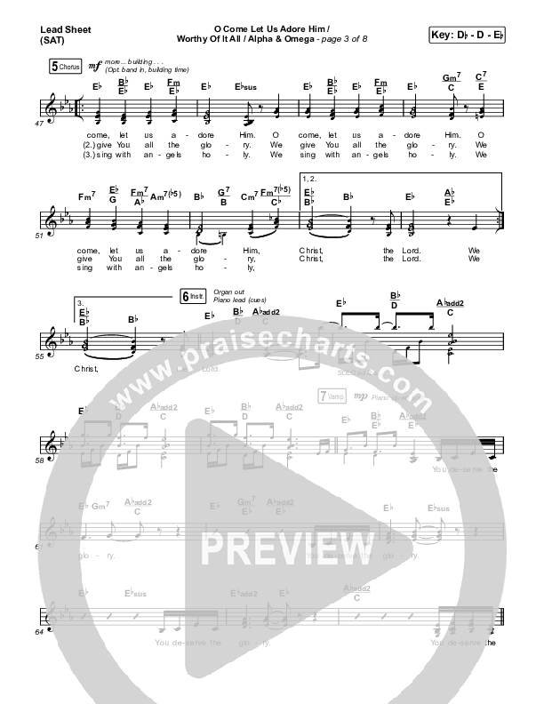 O Come Let Us Adore Him / Worthy Of It All / Alpha & Omega Lead Sheet (SAT) (Maverick City Music / Chandler Moore / Jekalyn Carr)