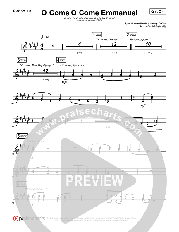 O Come O Come Emmanuel Clarinet 1,2 (Maverick City Music / Naomi Raine / Nate Moore)