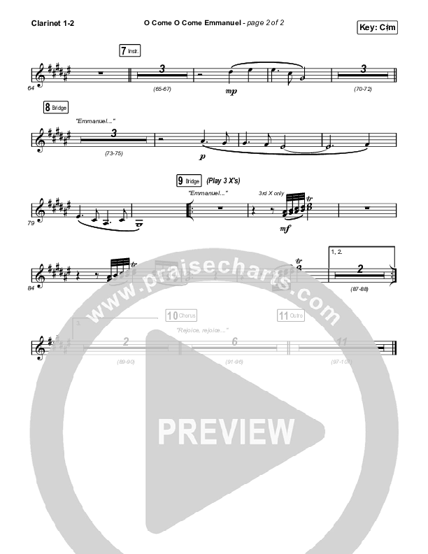 O Come O Come Emmanuel Clarinet 1,2 (Maverick City Music / Naomi Raine / Nate Moore)