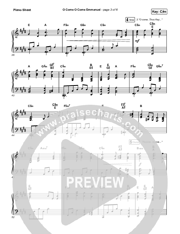 O Come O Come Emmanuel Piano Sheet (Maverick City Music / Naomi Raine / Nate Moore)