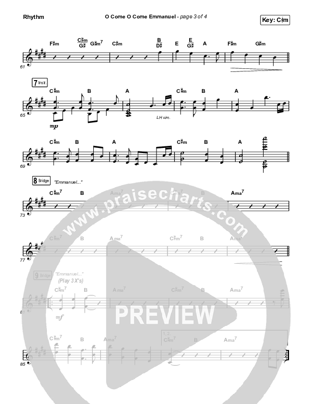 O Come O Come Emmanuel Rhythm Chart (Maverick City Music / Naomi Raine / Nate Moore)
