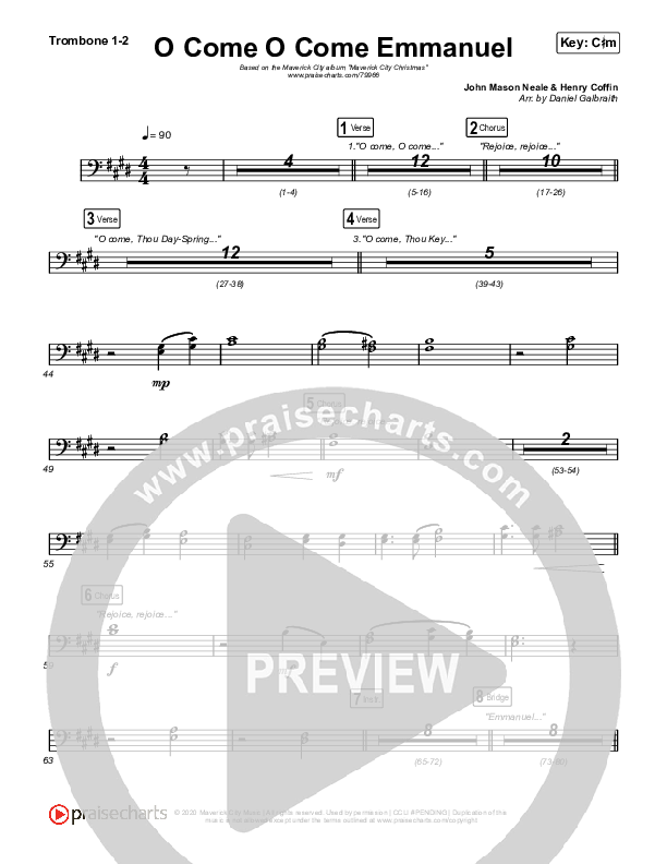 O Come O Come Emmanuel Trombone 1,2 (Maverick City Music / Naomi Raine / Nate Moore)