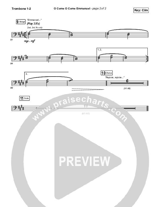 O Come O Come Emmanuel Trombone 1,2 (Maverick City Music / Naomi Raine / Nate Moore)