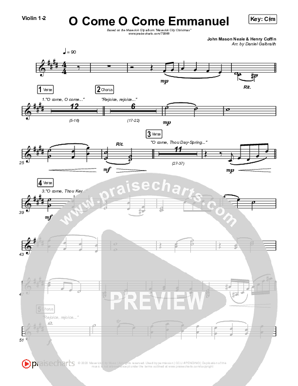 O Come O Come Emmanuel Violin 1,2 (Maverick City Music / Naomi Raine / Nate Moore)