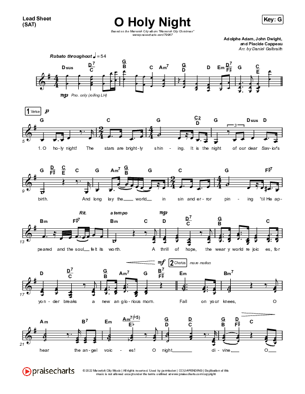 O Holy Night Lead Sheet (SAT) (Maverick City Music / Lizzie Morgan)