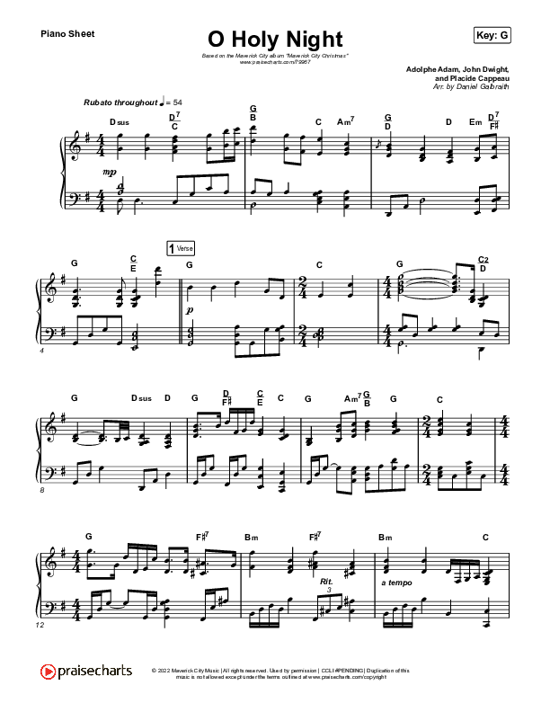 O Holy Night Piano Sheet (Maverick City Music / Lizzie Morgan)