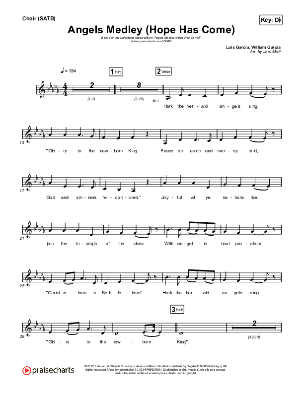 Angels Medley (Hope Has Come) Choir Sheet (SATB) (Lakewood Music)