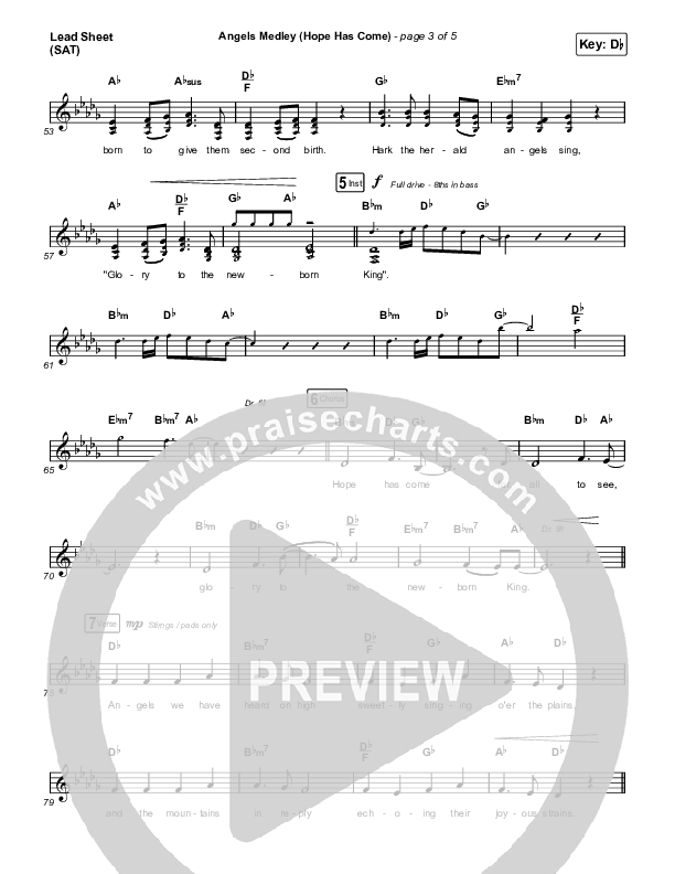 Angels Medley (Hope Has Come) Lead Sheet (SAT) (Lakewood Music)