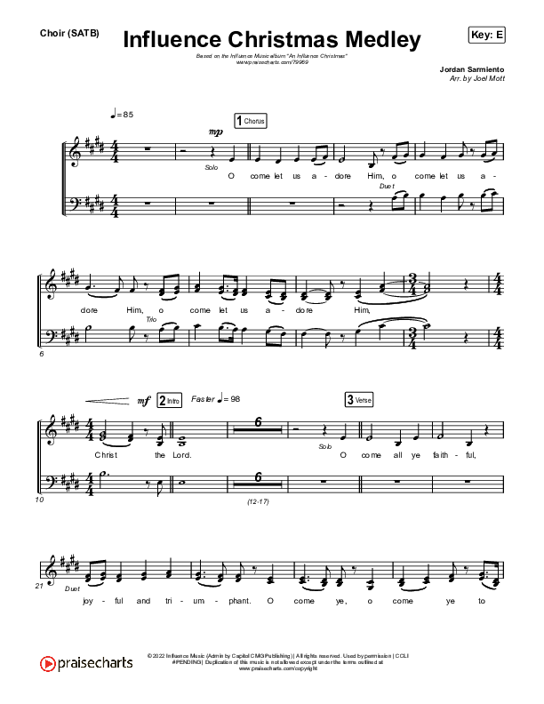 Influence Christmas Medley Choir Sheet (SATB) (Influence Music)