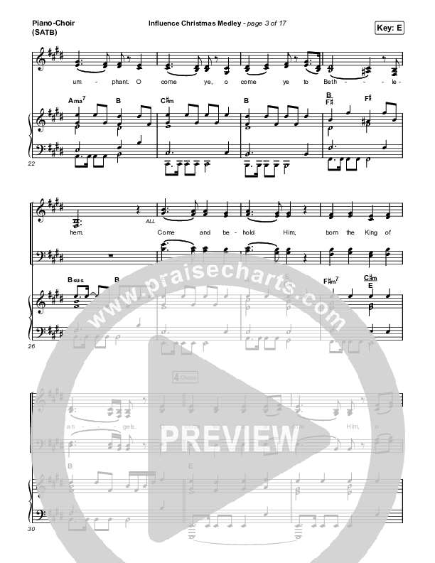 Influence Christmas Medley Piano/Vocal (SATB) (Influence Music)