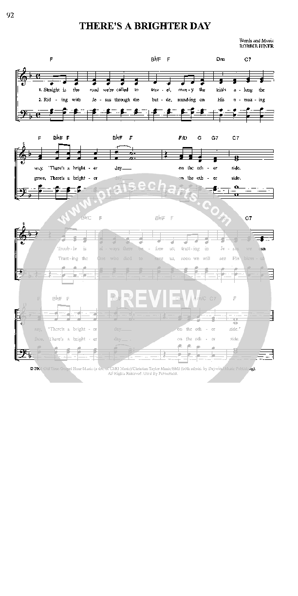 There's A Brighter Day Lead Sheet (The Old Time Gospel Hour Quartet)